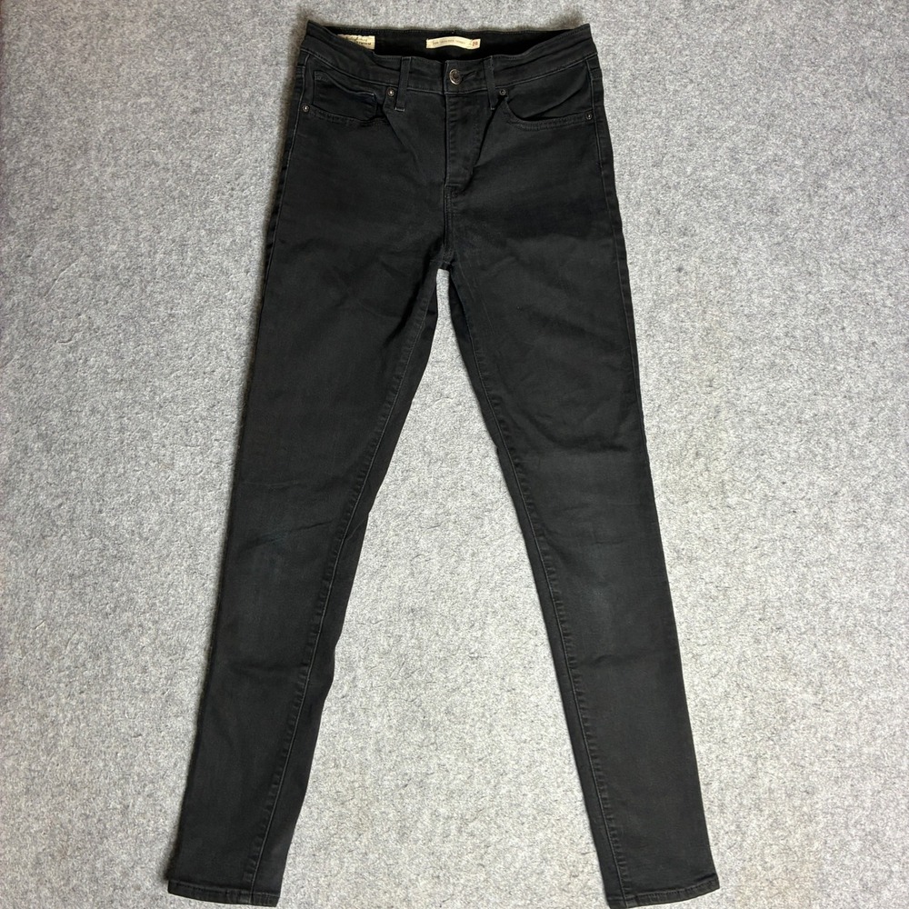 Levis Size 28 Stretch Waist Premium 721 High Rise Skinny Jeans Black Denim Pants